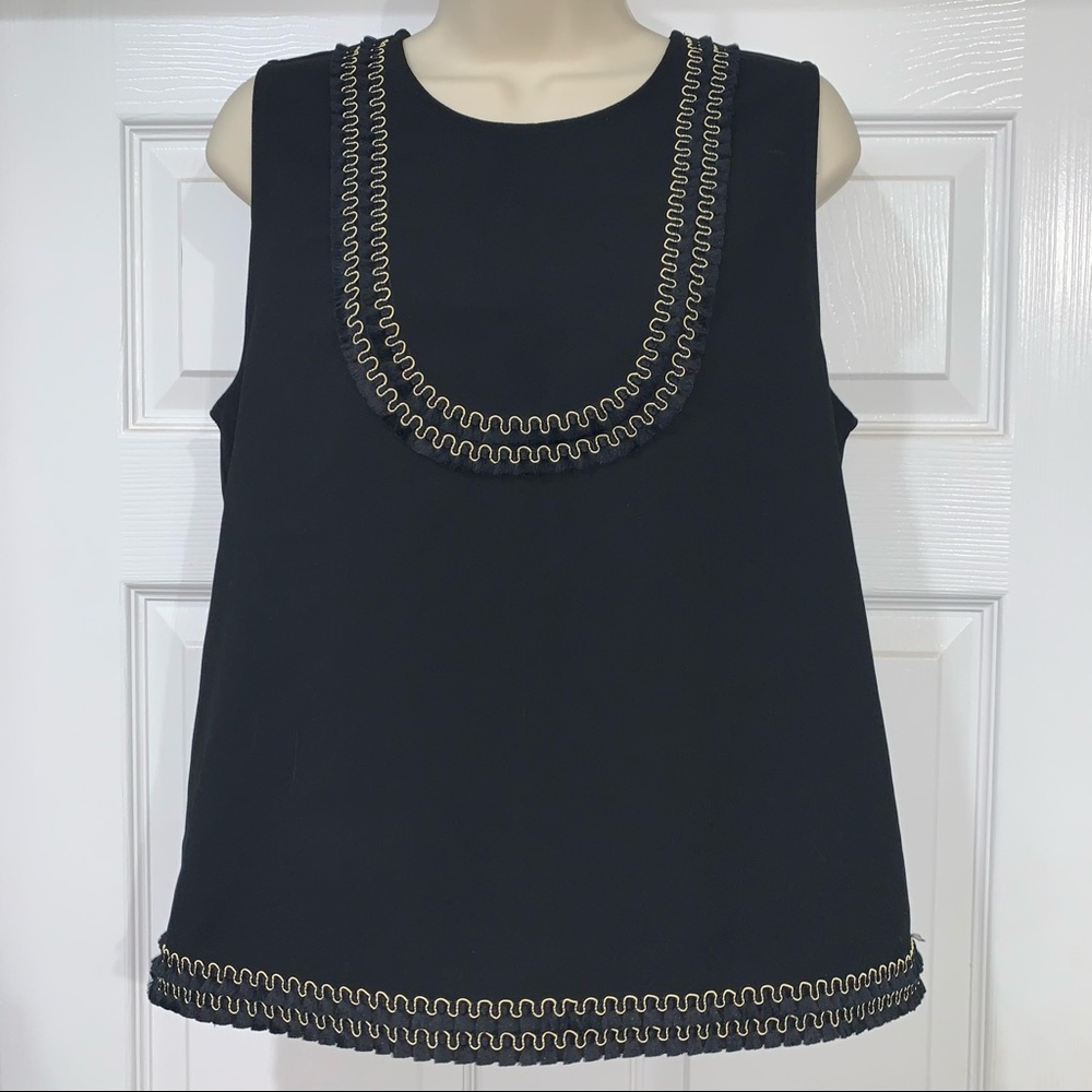 Ann Taylor Black and Gold Mini Tassel Top